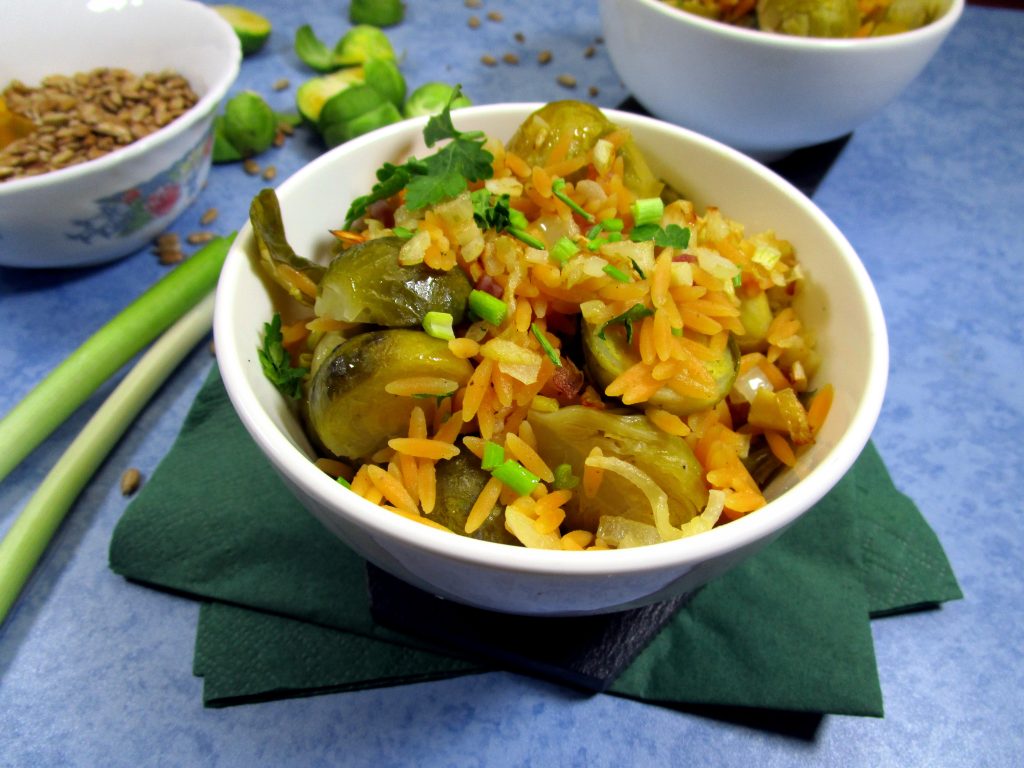 Linsennudeln mit Rosenkohl und Speck